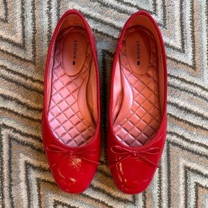 Birdies Red Patent Quilted-Insole Ballet Flats